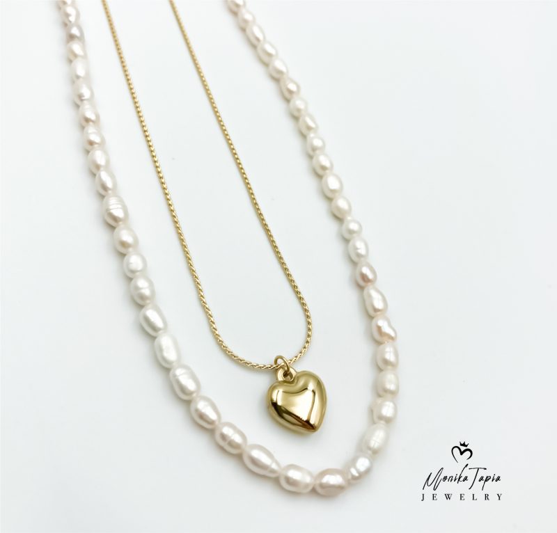 Collar Pearl Heart Jewelry by Monika Tapia