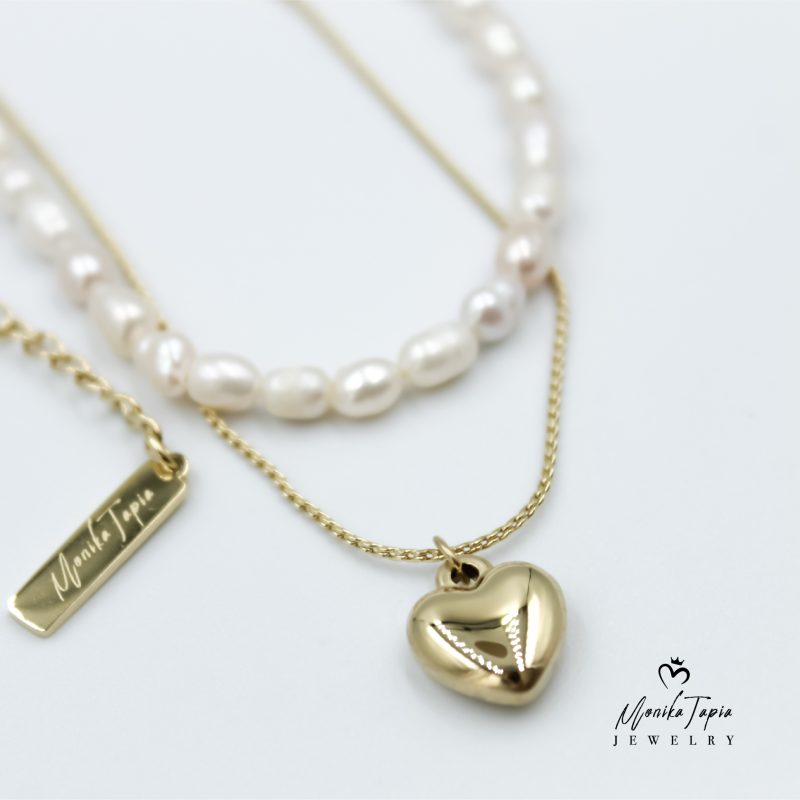 Collar Pearl Heart Jewelry by Monika Tapia